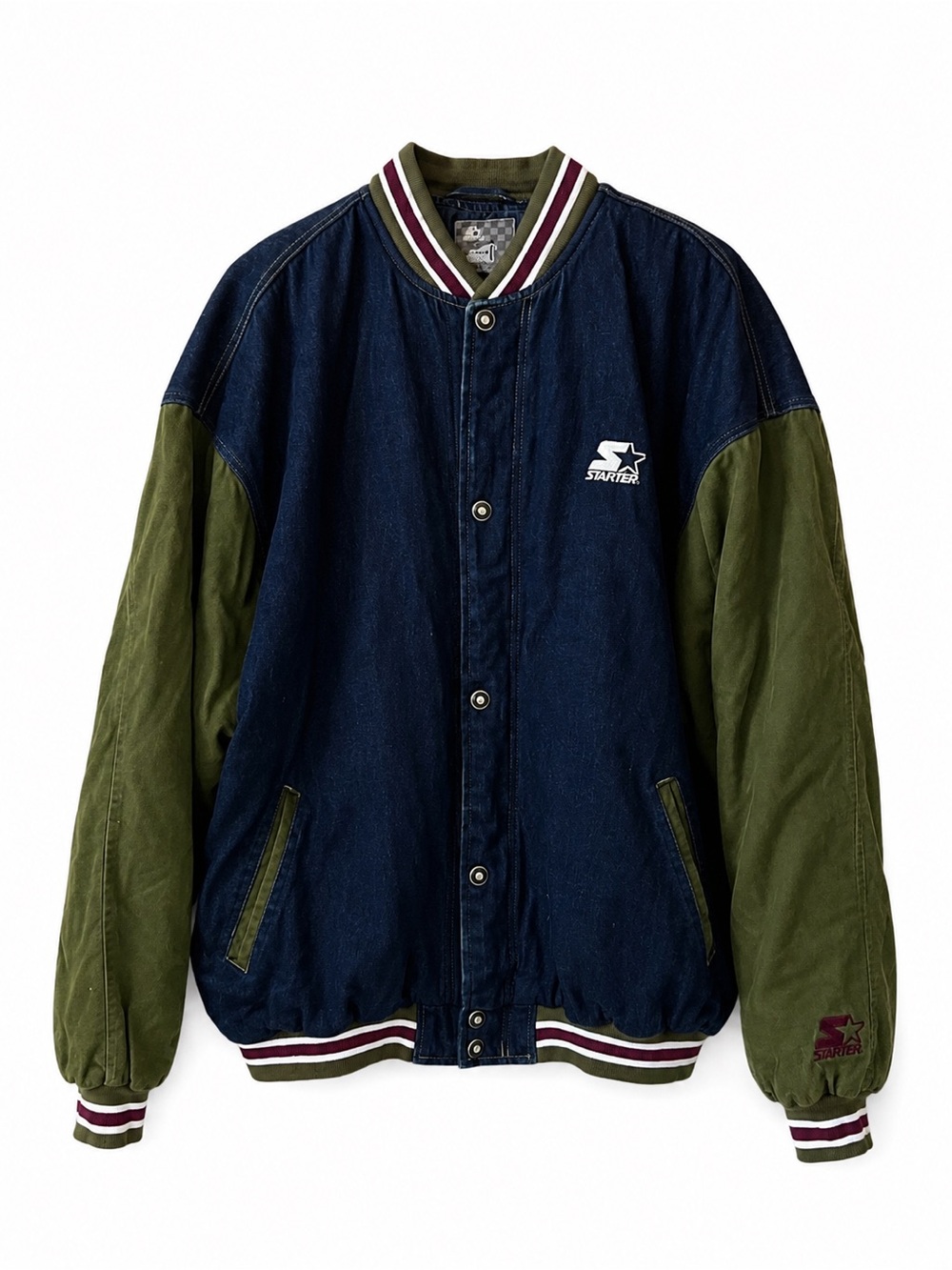 RARE Vintage Starter Denim Varsity Jacket XXL Y2K Retro Streetwear